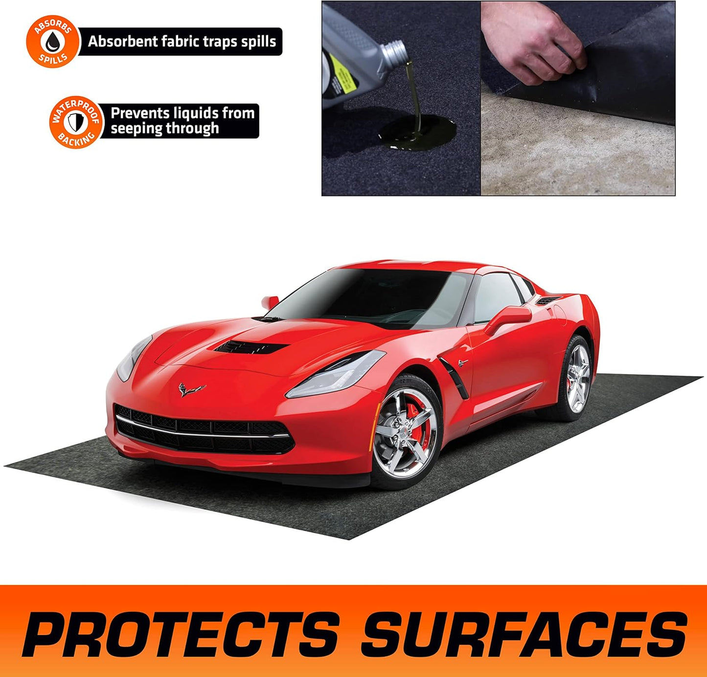 Armor All Original Garage Floor Mat, (17' x 7'4"), (Includes Double Sided Tape), Protects Surfaces, Transforms Garage - Absorbent/Waterproof/Durable (USA Made) (Charcoal)