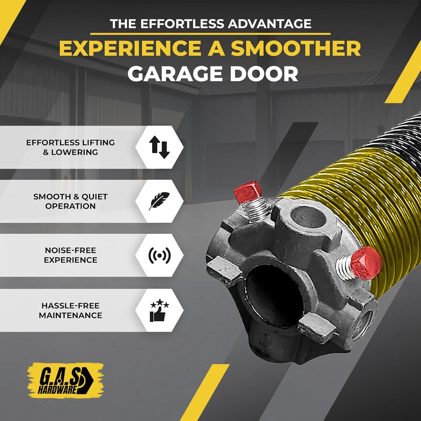 Garage Door Torsion Springs 250x2x34, IIncludes 1” Steel Bearing, Gloves, and Winding Bars for The Left and Right Side of Garage Door Precision E-Coating 5-Year Warranty Minimum 30,000 Cycles (Pair)