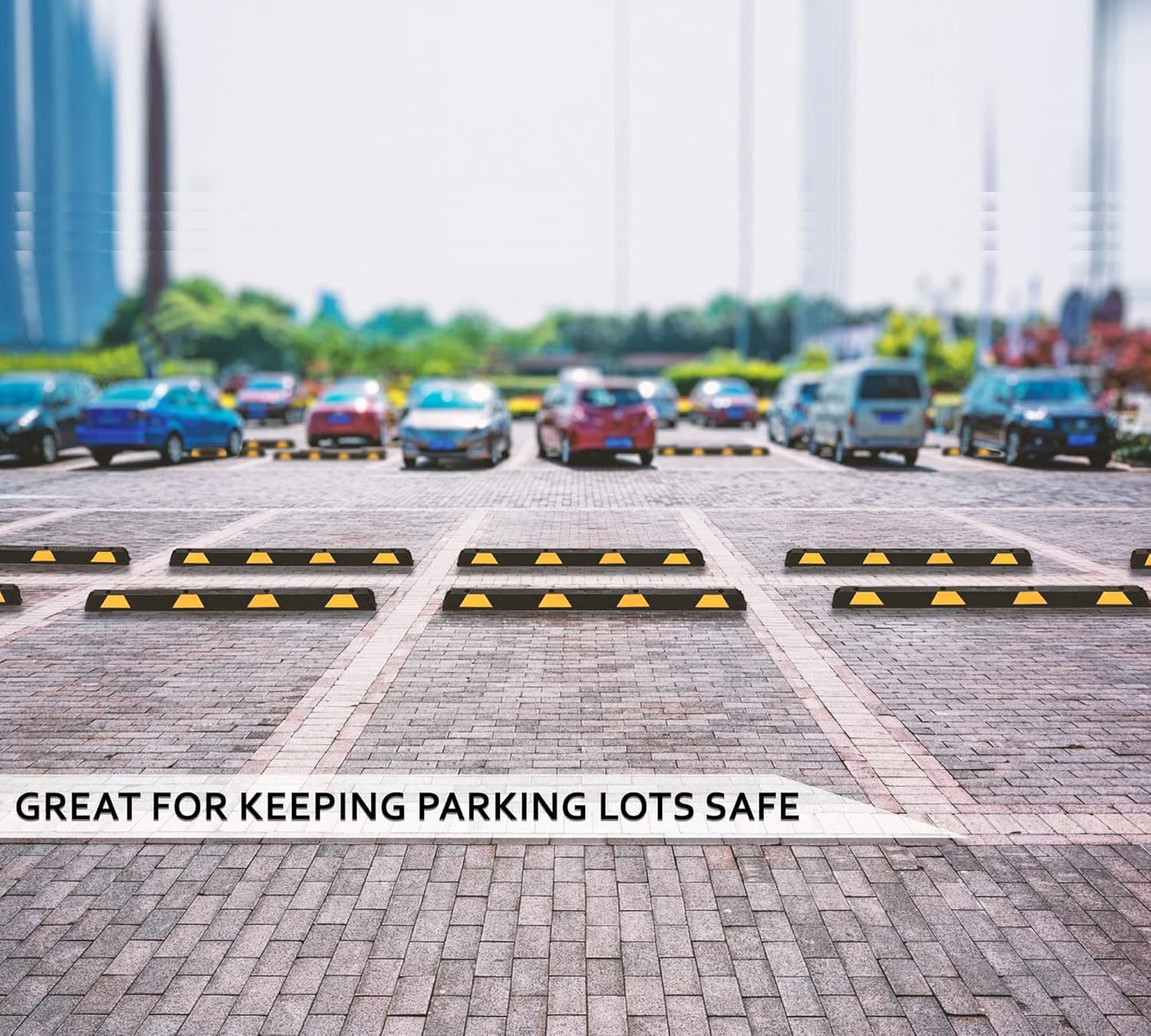 Zento Deals Rubber Parking Curb Garage Car Stopper - Parking Wheel Stopper Block 72” Wide Easy to Install, Black/Yellow Reflective Parking Block; for Car, Truck, Trailer and RV (Black/Yellow 12pack)