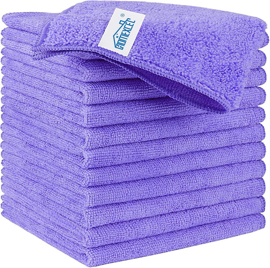 HOMEXCEL Purple Microfiber Cleaning Cloth, 12 Pack Premium Microfiber Towels for Cars, Lint Free, Scratch-Free, Highly Absorbent, Reusable Cleaning Rags for Car, Household, Kitchen, Window,11.5"X11.5"