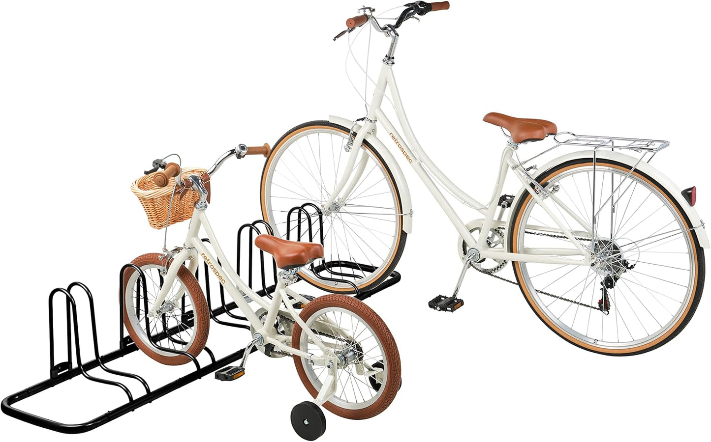 Retrospec Stash Rack 2, 4 & 5 Bike Floor Stand Bicycle Storage Organizer for Mountain Bike, Road Bike, Weather Resistant Fine Powder Steel Coating Fits Wheels up to 3"