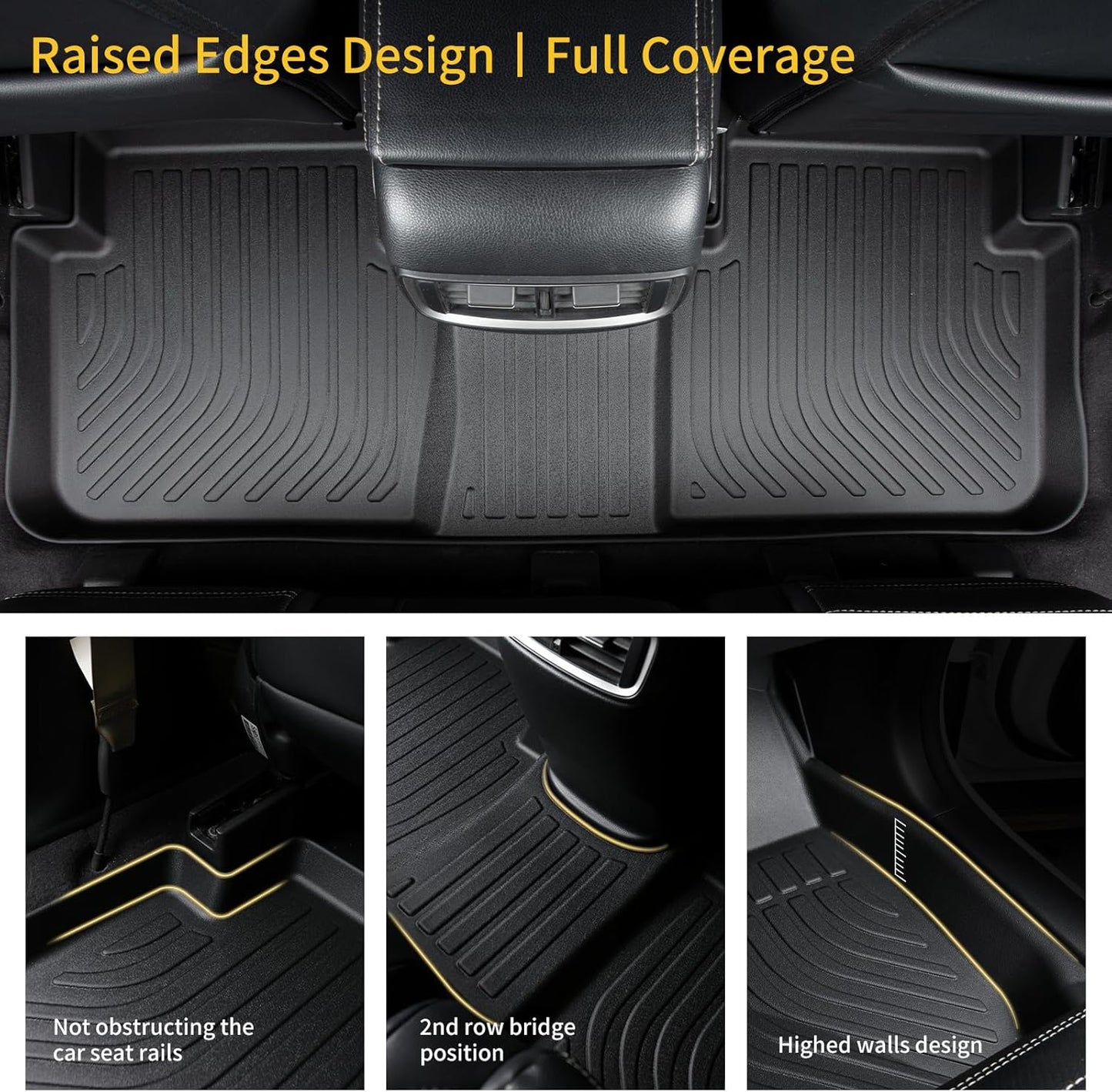 GINOWY-Floor Mats for Ford Fusion & MKZ 2013-2016, TPE All Weather Protection Fusion Car Floor Mats, Custom Anti-Slip Rubber Floor Liners for Lincoln MKZ Car Accessories Black
