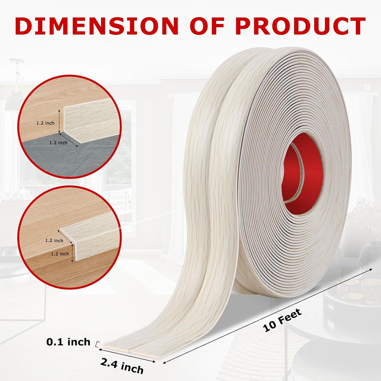 Flexible Wall Corner Protector Moulding Trim Peel and Stick Wall Corner Guards Edge Protector Self Adhesive Molding Trim Strip for Edge Ceiling (Beige Wood Grain, 2.4 in x 10 Ft)