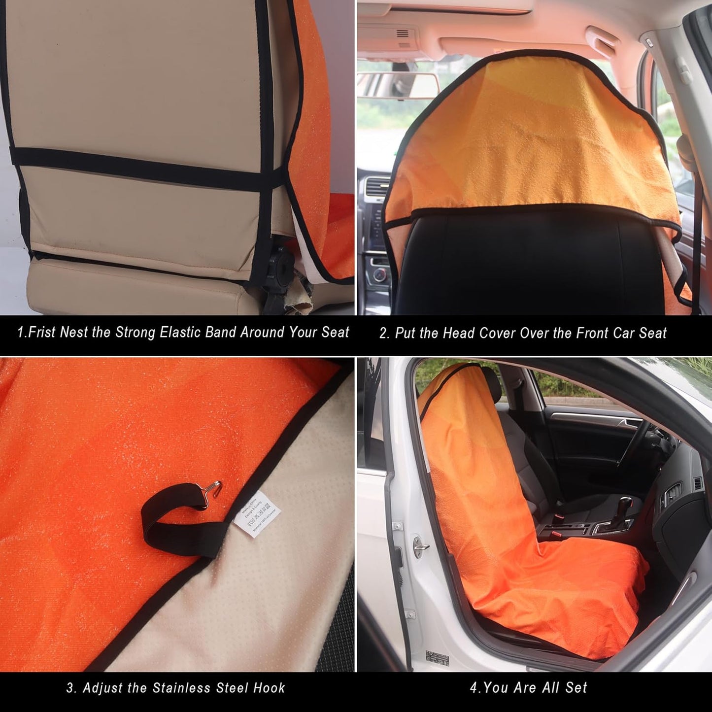Car Seat Cover Protector Front Seats,for Gym Workout,Running,Swimming,Beach and Hiking,Waterproof Sweat Towel Bucket Seat Covers for Cars SUV Trucks (Orange, 2Pcs)