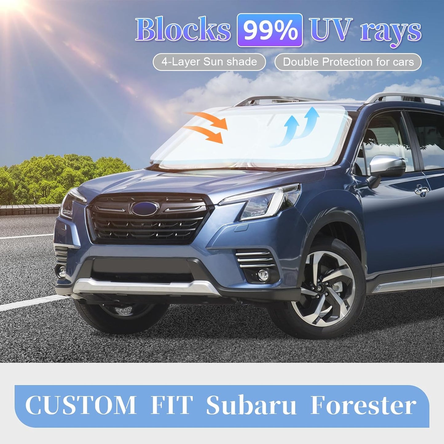 for Subaru Forester 2019-2024 2025 Sun Shade Sunshade Windshield Cover, 4-Layer Front Window Shade for Forester Crossover, Base, Premium, Sport, Limited Sun Visor 240T Shade Cooler Car Accessories
