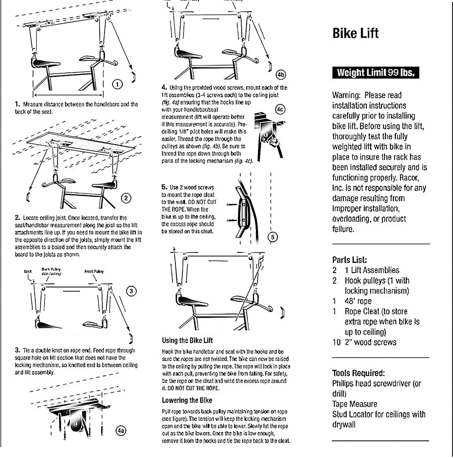 Cargo Box Ceiling Hoist – Garage Pulley Lift System for Rooftop Cargo Carrier Fits Garage or Shed with 100lb Capacity for Bicycles or Ladders or Roof Luggage Box or Roof Luggage Frame