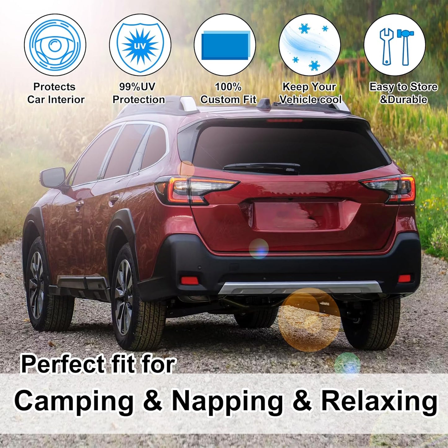 TINGLU Window Shades for Subaru Outback Wagon 2015-2019 Accessories Car Side Full Windows Cover Camping Rear Triangular Windshield Sun Shade Sun UV Rays Privacy Protection 8PCS