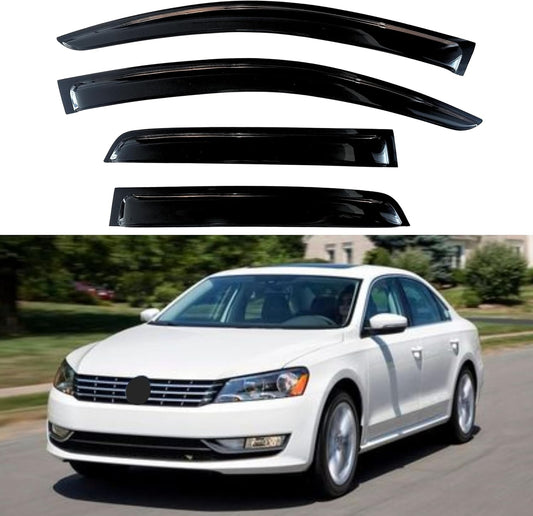 KPY Window Visor Compatible with Volkswagen (VW) Passat 2011-2018, Rain Guard Window Vent Deflectors Tape-On Style, 2011 2012 2013 2014 2015 2016 2017 2018