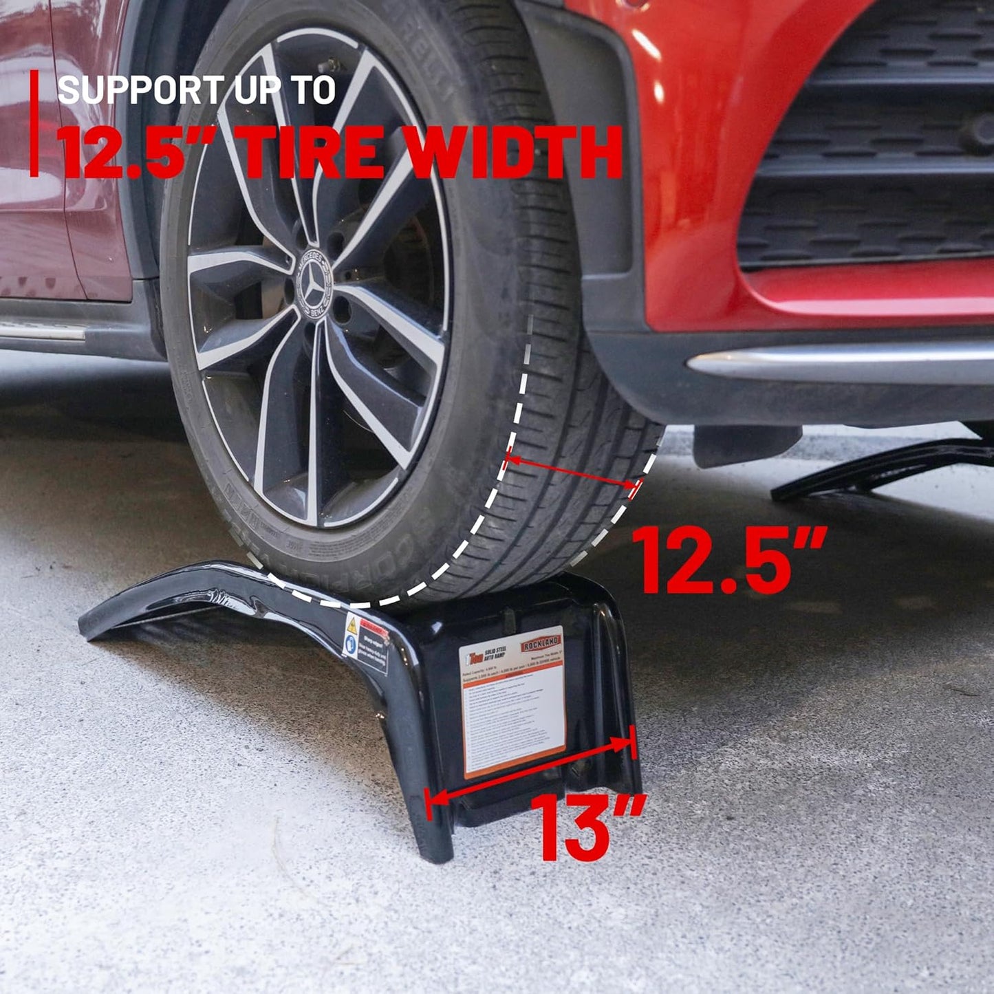 Rockland 4 Ton 8000 LBS Solid Steel Car Ramp Set, 35" L x 13" W x 9" H, Heavy Duty Auto Truck Ramps for Oil Change and Car Repair, Ideal for Easy Home Garage Maintenance (Pack of 2)