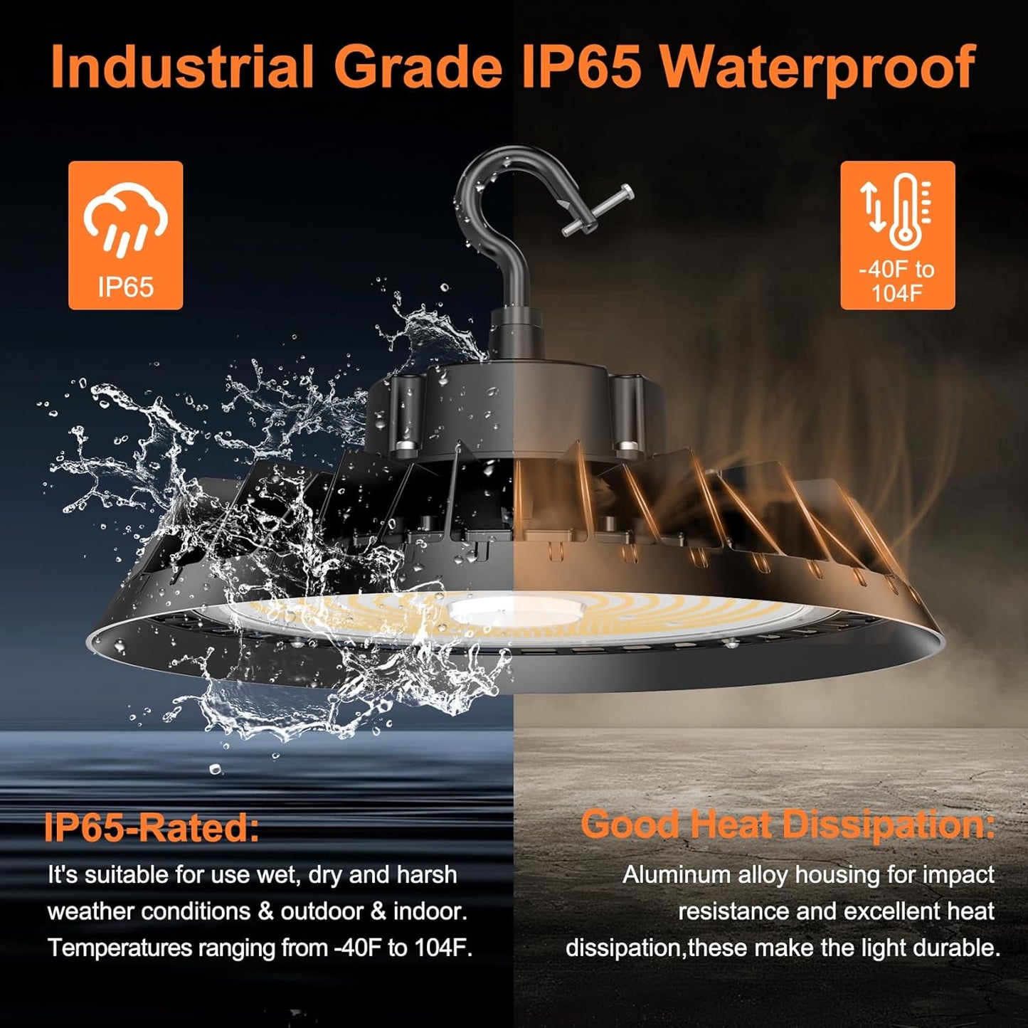 9Pack LED High Bay Lights, Super Bright 240W UFO High Bay LED Shop Lights, 36000LM 5000K, 0-10V Dimmable, 5' Cable Plug, IP65 Waterproof, ETL Listed Plug & Play Lighting for Gym Factory Warehouse