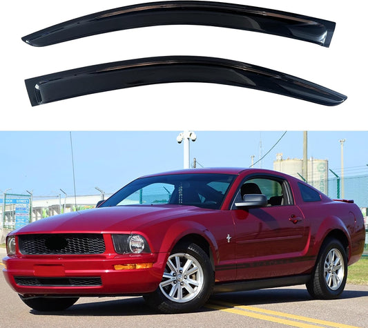 KPY Window Visors Compatible with Ford Mustang 2005-2009, 2PC Rain Guard Side Vent Deflectors Tape-On Style, 2005 2006 2007 2008 2009