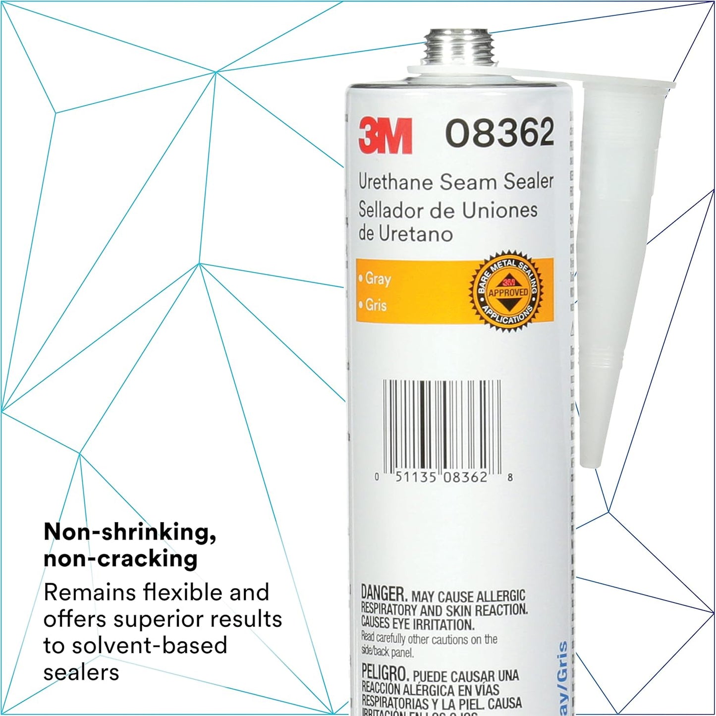 3M Urethane Seam Sealer, 08362, Gray Color, High Solids, Permanently Flexible, 310 mL/10.5 fl oz Cartridge