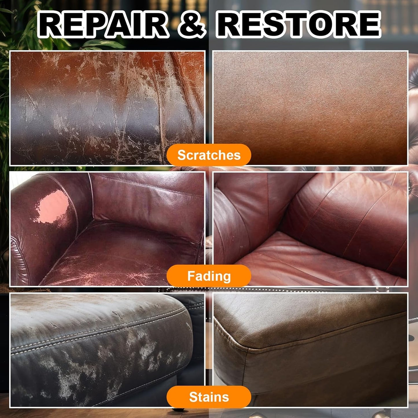 Leather Scratch Repair Balm-Leather Color Restorer for Couches Leather Scratch Remover for Carseat Boots Leather Couch Scratch Repair Couches (Red)