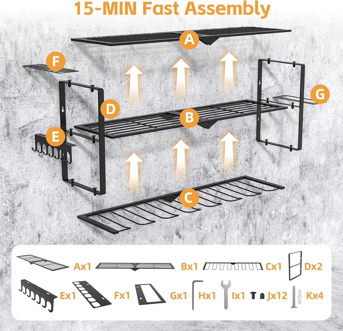 Power Tool Organizer Wall Mount Cordless,15 Min Fast Install Metal Garage Tool Storage Organizer Heavy Duty 3 Layers 7 Drill Power Tool Holder Storage Rack Tool Shelf Wall Mount for Shop Organization