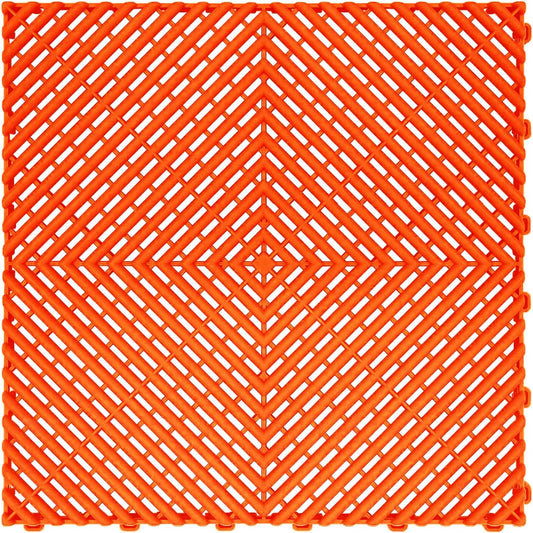 15.7"x15.7" Garage Flooring Tiles, Non-Slip Interlocking Plastic Garage Floor Mat, Garage Organization & Garage Storage, Vented Pattern (Orange, 25PCS)