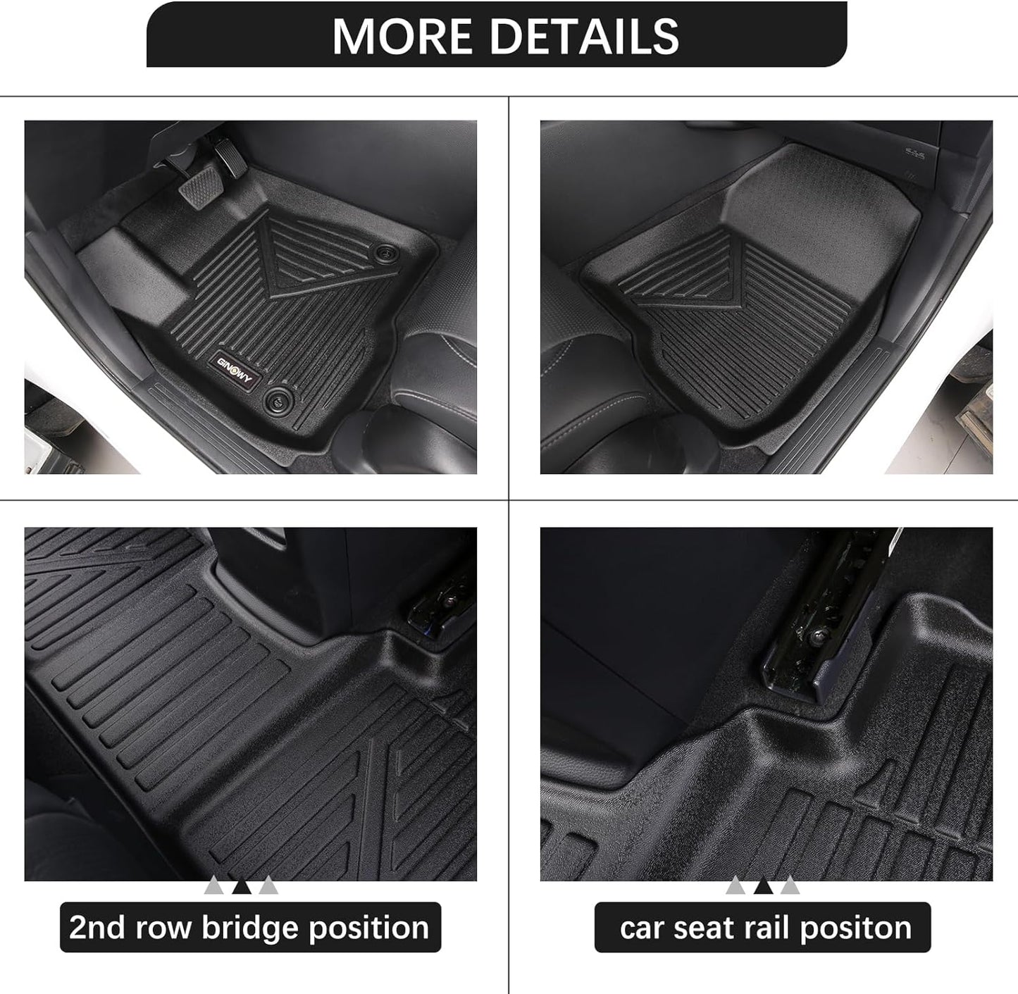 GINOWY- Floor Mats & Cargo Liner for Kia Seltos 2020-2023, TPE All Weather Protection Seltos Car Mats 2021, Custom Seltos Floor Liners Non-Slip Trunk Mat, Waterproof Accessories Black