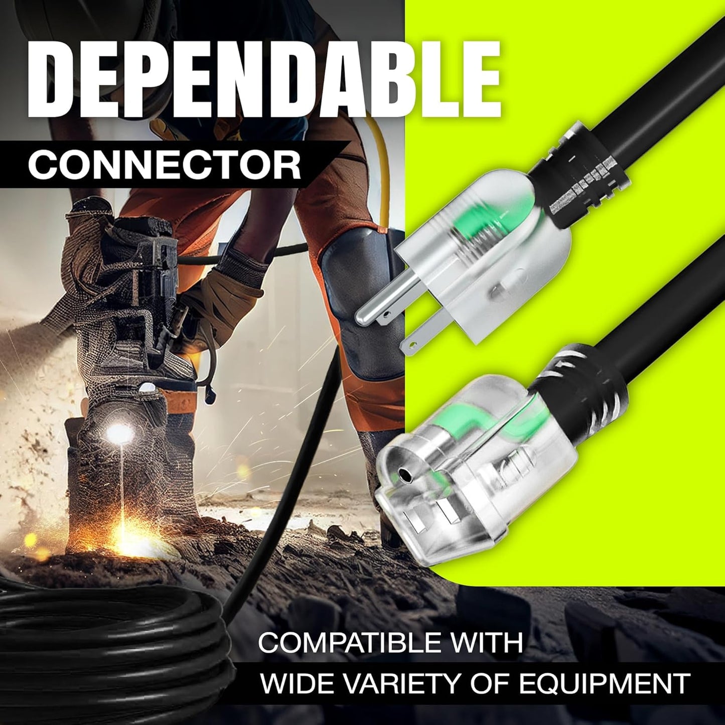 6ft Outdoor/Indoor Extension Cord 16/3 Gauge Heavy Duty 3 Prong SJTW, Waterproof, Flexible Cold-Resistant Long Power Cord,13A 125V 1625W, Black by LifeSupplyUSA