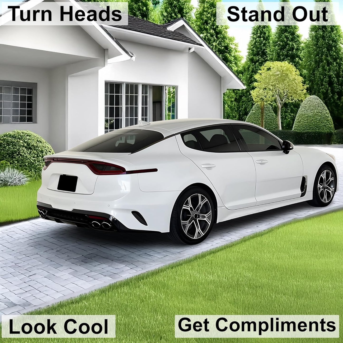 BOGAR TECH DESIGNS Tail Light Sidemarkers Rear Reflectors Lamp Precut Tint Kit Compatible with and Fits Kia Stinger GT (ONLY) 2018-2021, Dark