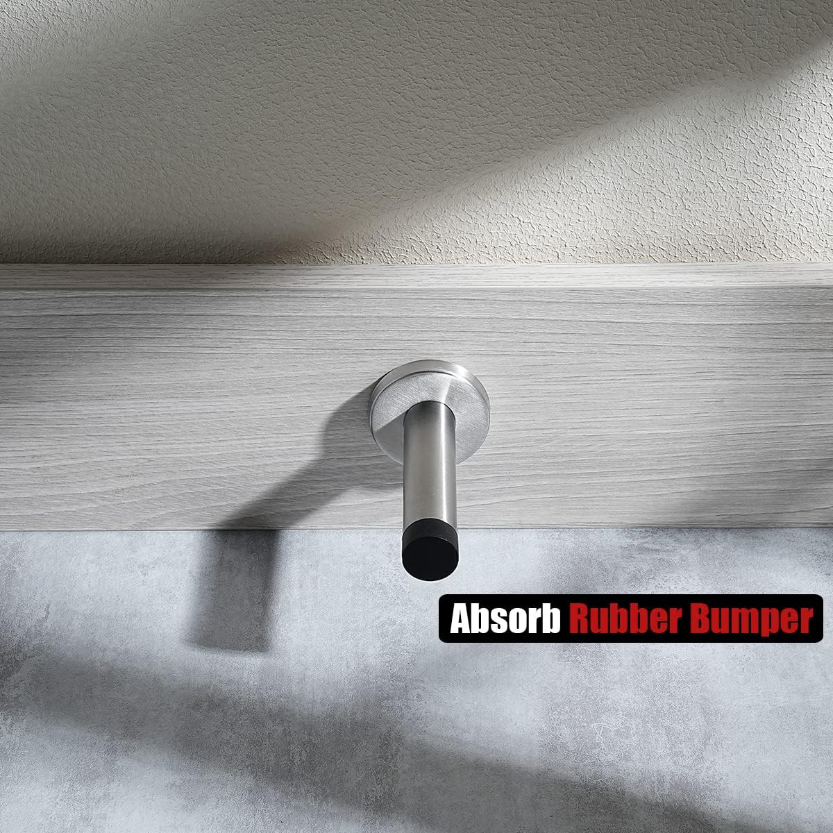 JQK Door Stopper, 304 Stainless Steel Thicken 1mm Sound Dampening Door Stop Bumper Wall Protetor 8 Pack, Brushed, DSB5-BN-P8