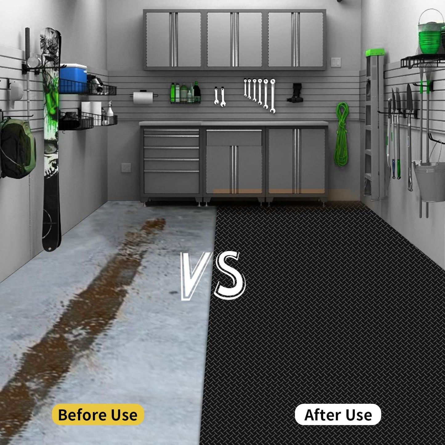 Premium Garage Floor Mat, Commercial Grade Heavy Duty Parking Mat for Garage Floor, Golf Cart Parking, Water/Stain Resistant Floor Runner (Black Diamond, 8 x 13 Feet)