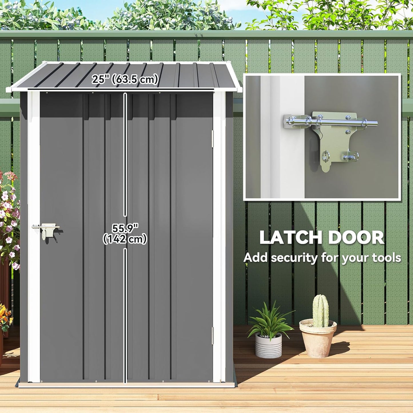 Outsunny 3.3' x 3.4' Outdoor Storage Shed, Metal Garden Tool House with Sloping Roof and Lockable Door for Backyard, Bike, Patio, Garage, Lawn, Gray