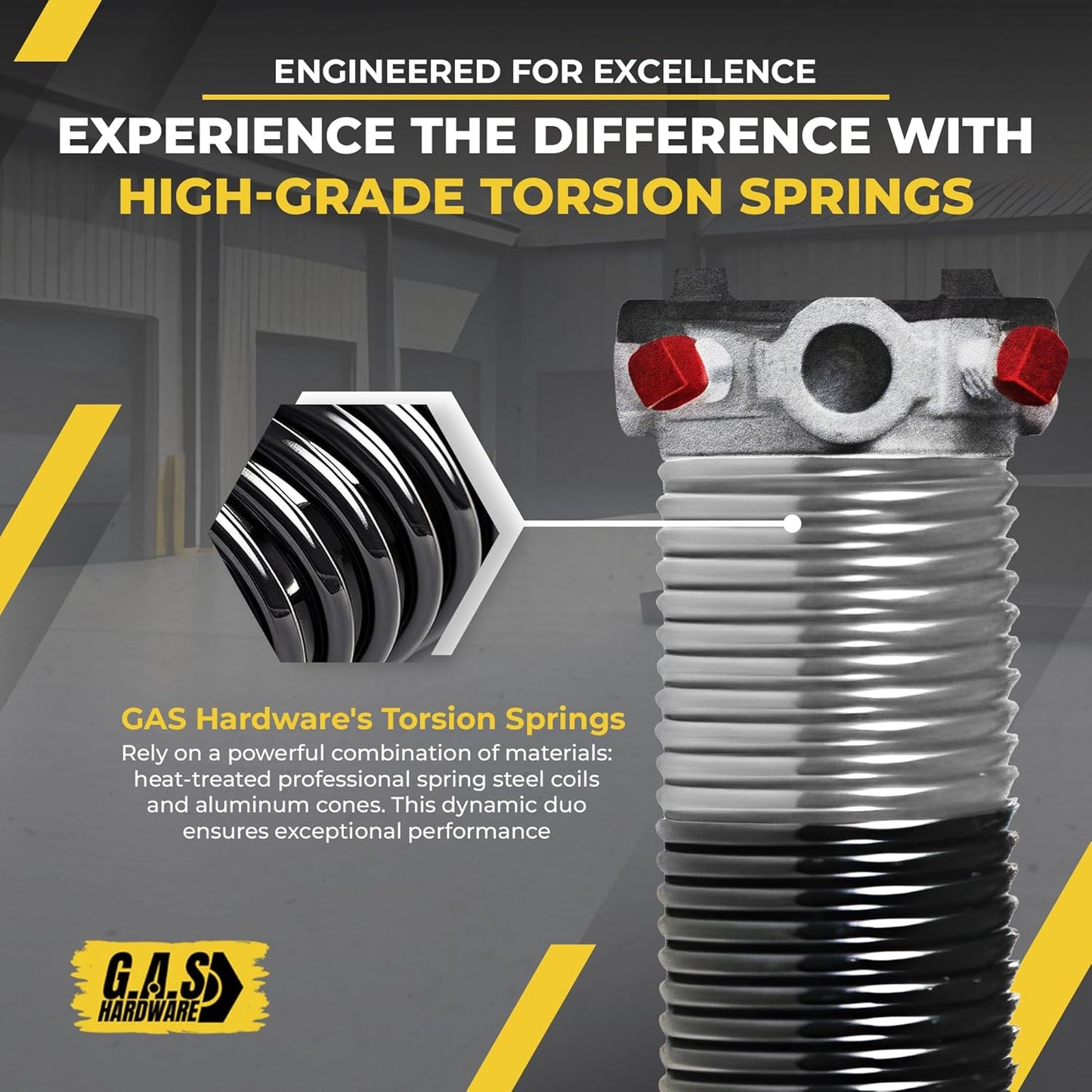 Garage Door Torsion Spring 218x1.75x28 Includes 1” Steel Bearing, Gloves, Manual, and Winding Bars for Right Side of Garage Door Precision E-Coating 5-Year Warranty Min. 30,000 Cycles (Black Cone)