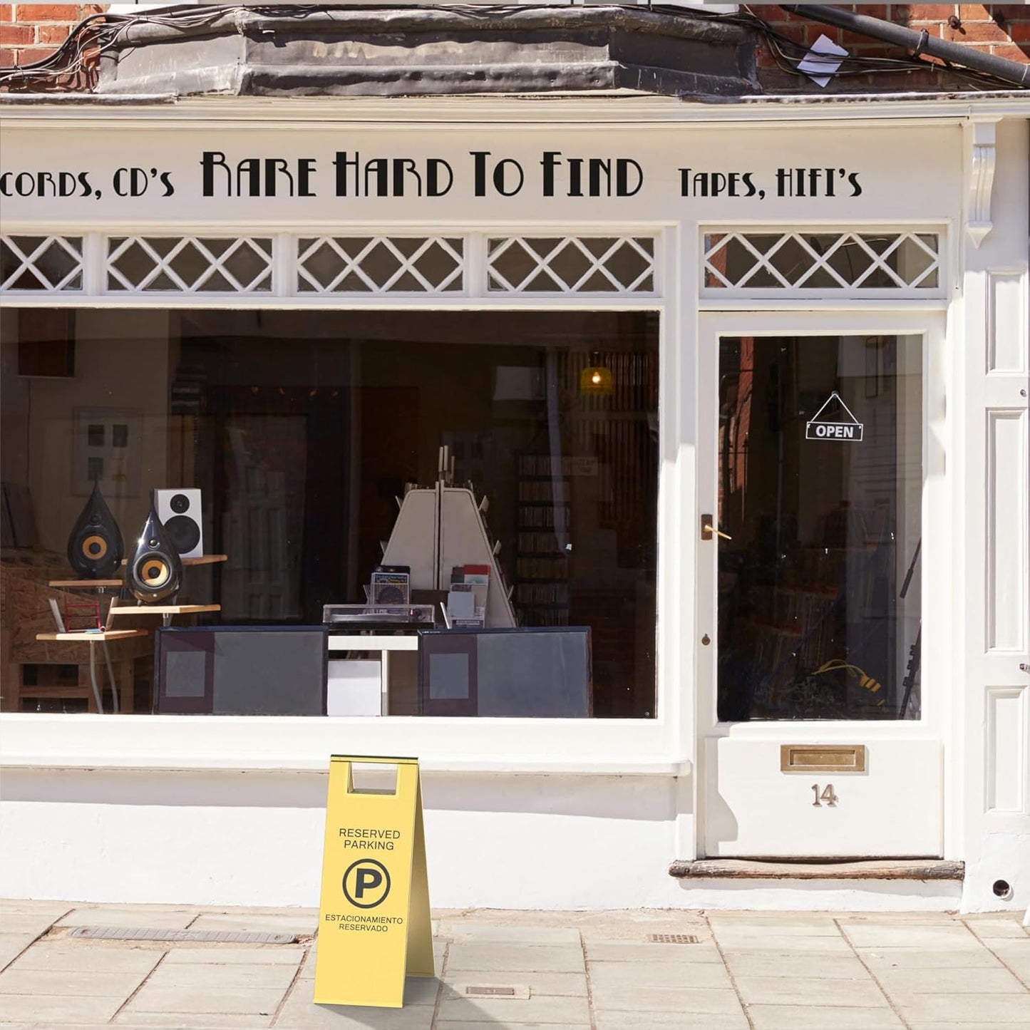 Reserved Parking Sign – Foldable Heavy Duty Plastic A-Frame with Bold “P” Symbol, Bilingual English & Spanish – 24" Tall Reserved Spot Marker for Storefront, Driveway, Garage – Gold