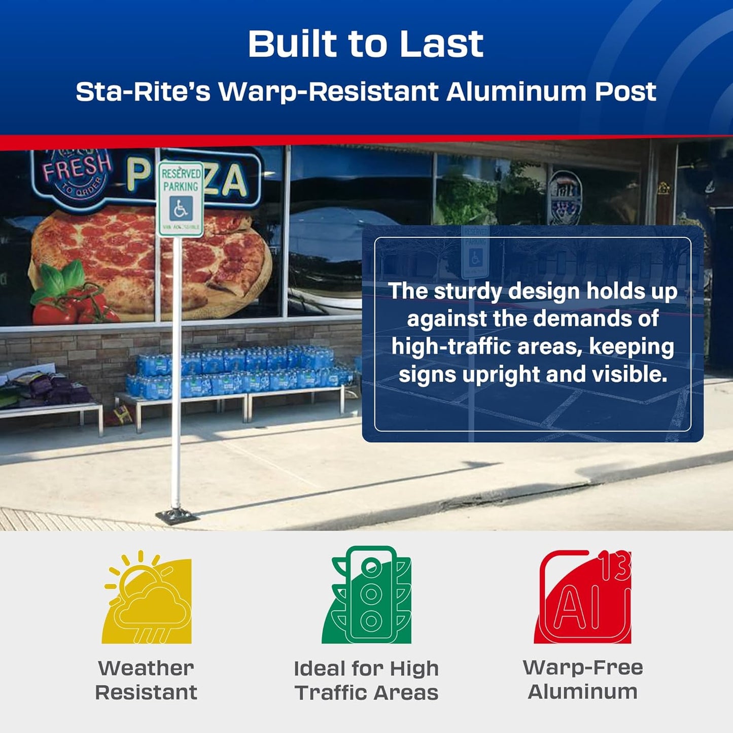 Impact Recovery - Sta-Rite Flexible Sign Post - Sign Holder - Handicap Parking Signs - Made in the USA - 102” Van Accessible Signage