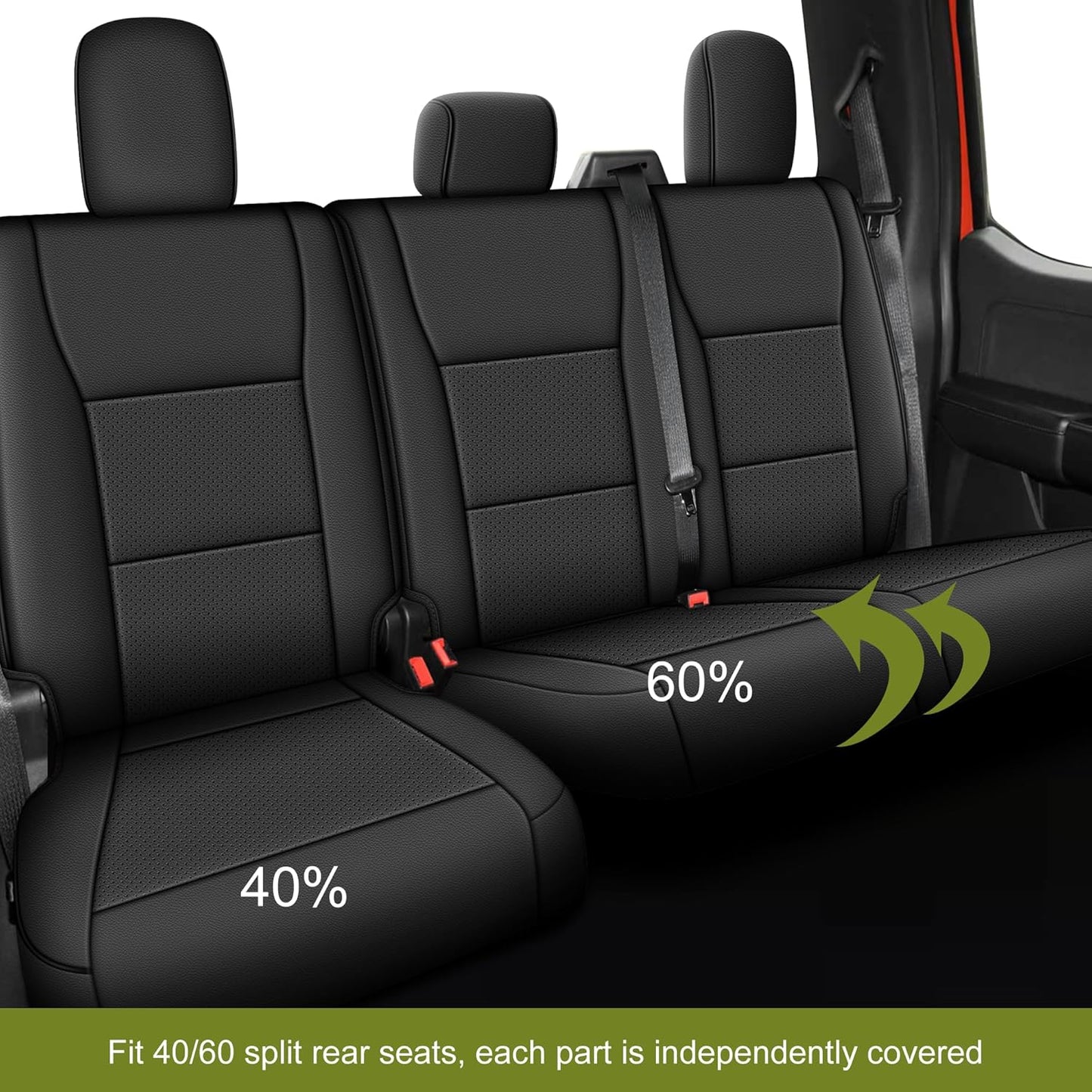 AOMSAZTO Seat Covers for Ford F150 XL XLT: 2015-2024 2025 SuperCrew & F250 F350 F450 2017-2024 Super Duty Crew Cab XL XLT, Custom Fit Full Set Faux Leather Black