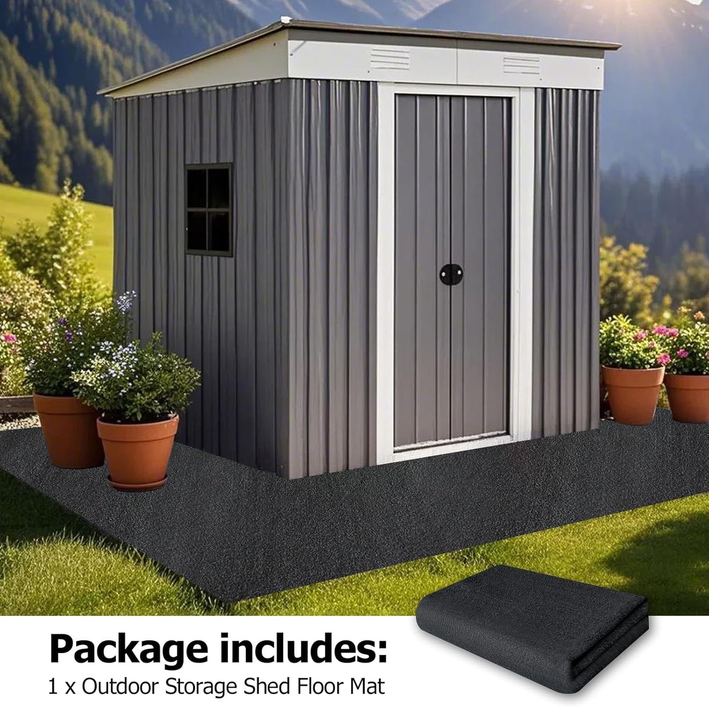 Outdoor Storage Shed Floor Mat, 6 * 4FT Waterproof Washable Garden Flooring Pad with Non Slip Backing, Soft Furniture Patio Covering Carport dust Oil Mat-Tool Shed, Storage Shed Not Included