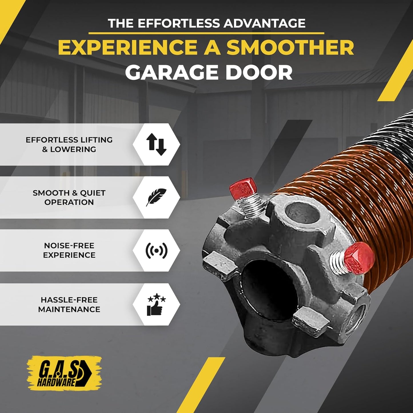 Garage Door Torsion Spring 273x2x36 Torsion Springs for Left Side of Garage Door with 1" Steel Bearing, Gloves, and Winding Bars Precision E-Coating 5-Year Warranty Minimum 30,000 Cycles (Red Cone)