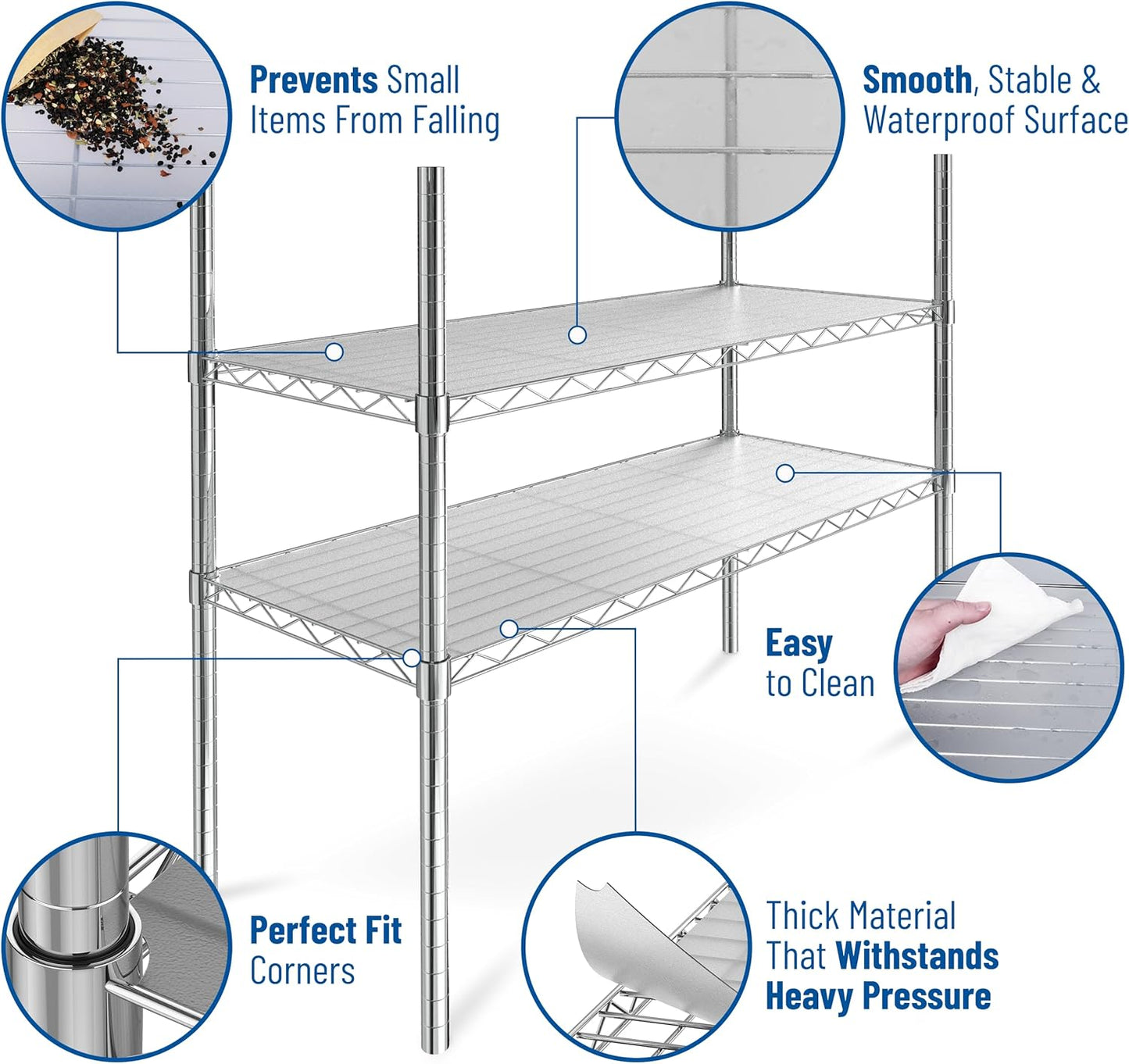 Sterling Shelf Liners Wire Rack Covers: Plastic Shelf Liner Cover for Wire Shelving: Cover Mats for Shelves in Pantry, Closet, and More: 18x48 Inch: Graphite, Set of 4