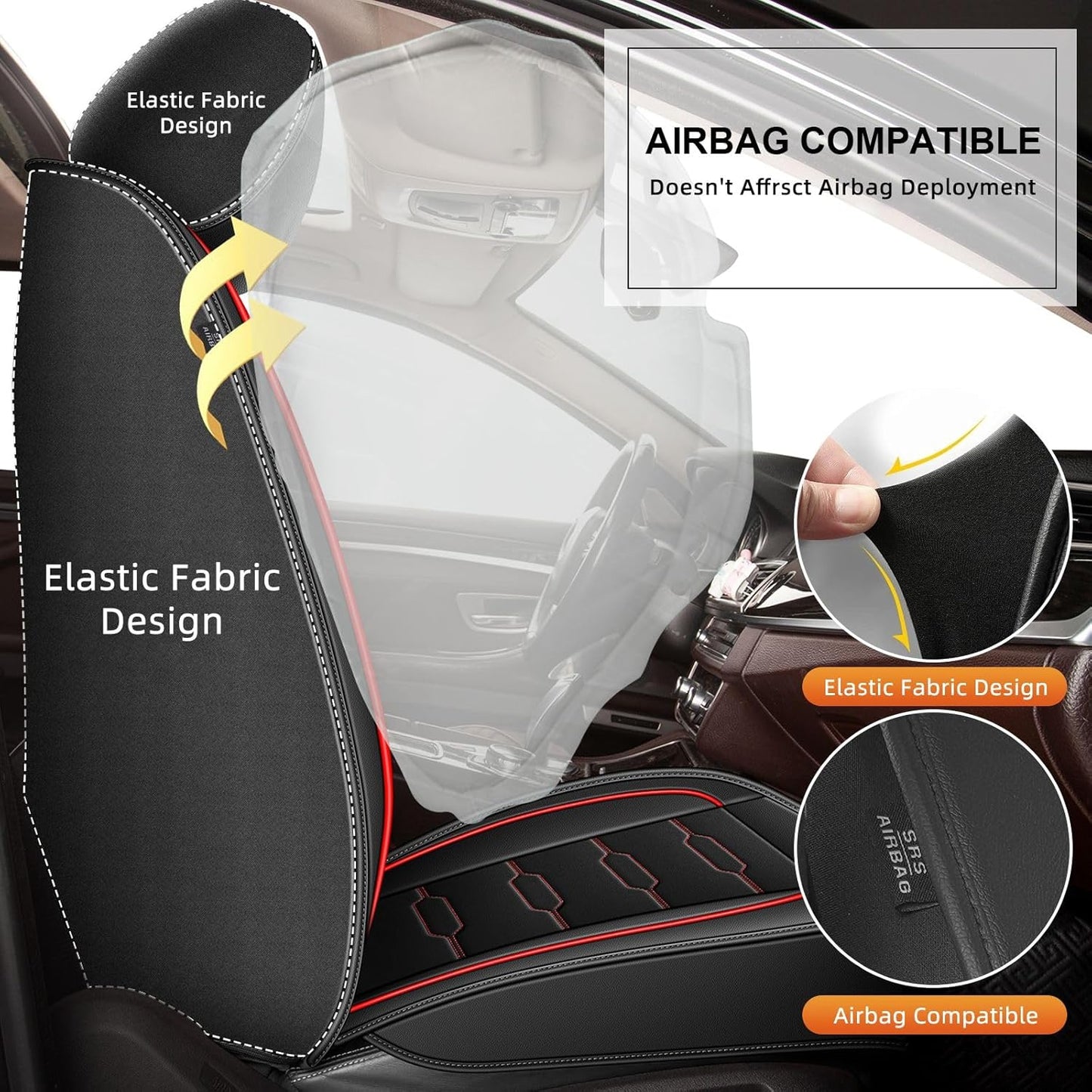 AOMSAZTO Seat Covers Fit for Honda Ridgeline 2006-2024 2025: Crew Cab 2PCS Front Car Seat Covers Faux Leather Truck Pickup Seat Cushion Protector - Front Seats Without Armrests(Front Pair, Redline)