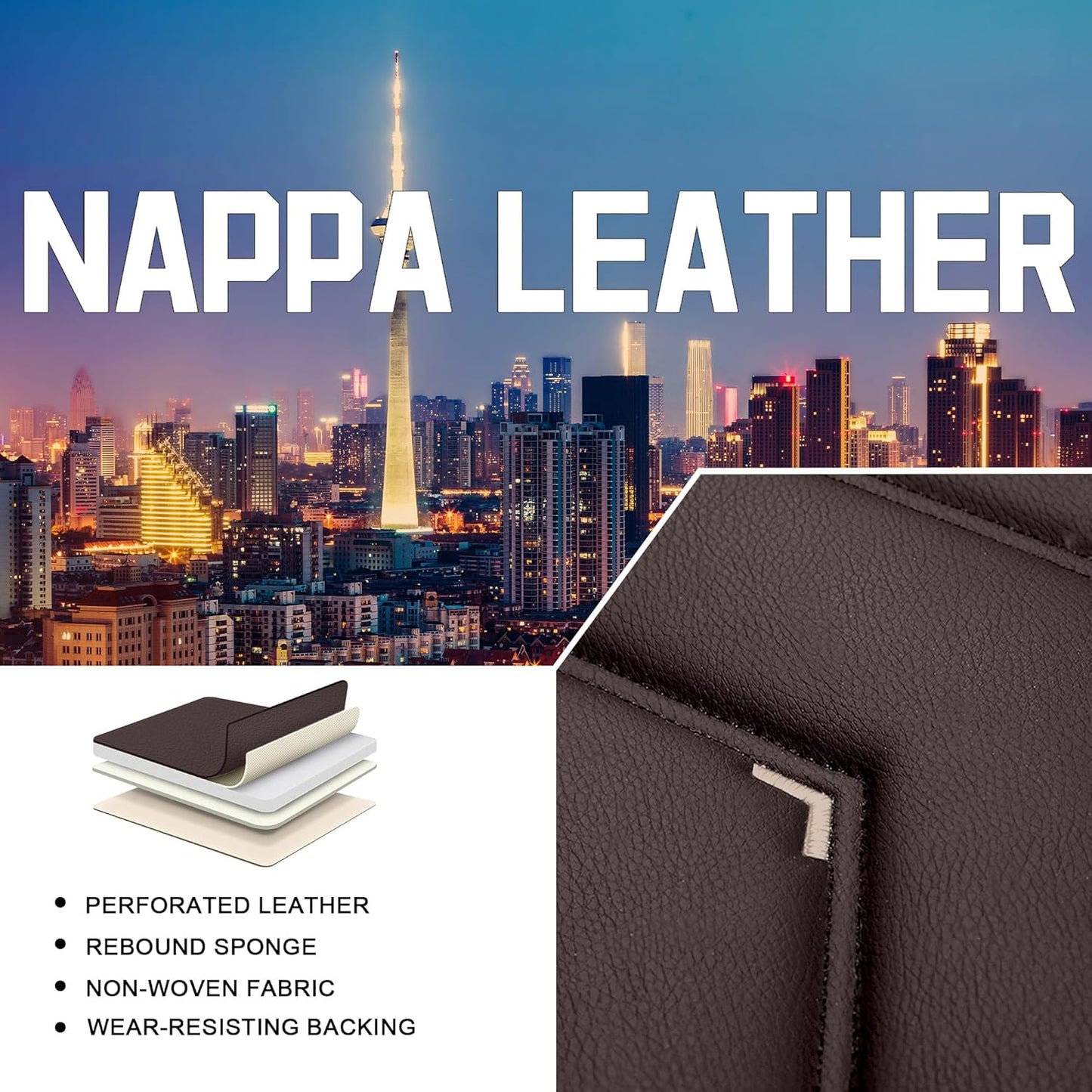 Car Seat Covers for Chrysler Pacifica 2004-2025, Stylish Sport Seat Cover, Premium Nappa Leather Car Seat Cover. Automobile Seat Covers Sets.(Standard 2 Seats/Coffee Color)