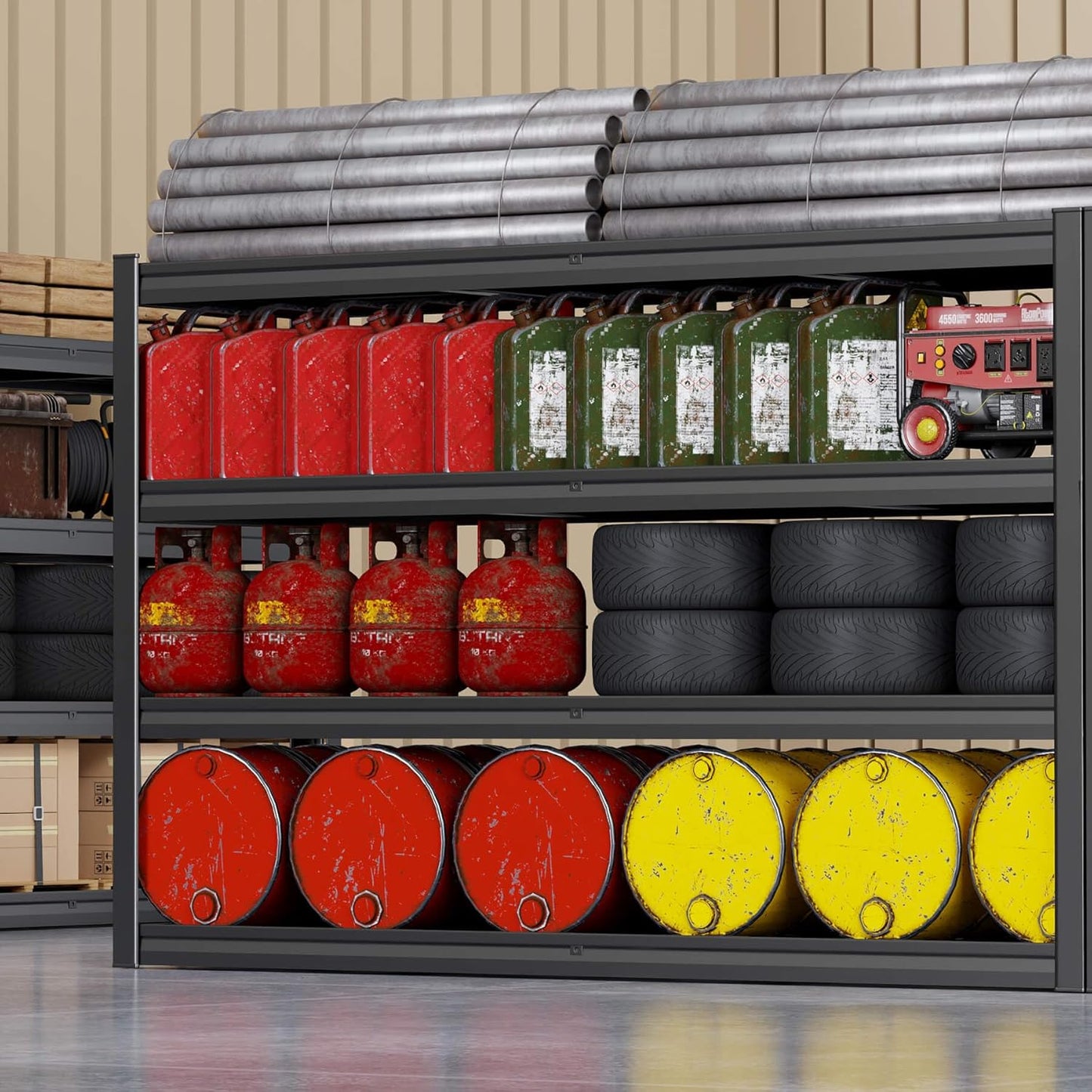 72" W Storage Shelves Heavy Duty Garage Shelving 30" D Metal Shelving Unit, 4 Tier Adjustable Shelves, 5000LBS Steel Industrial Shelving for Basement Warehouse Commercial, 2 Pack