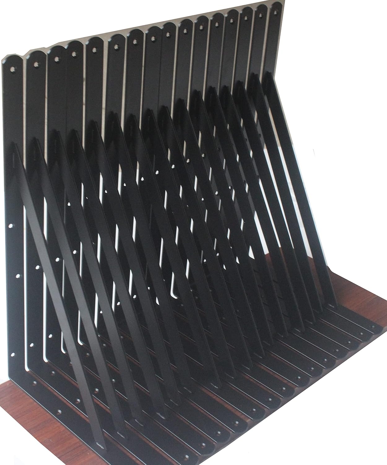 32 Pack L16 x H 10" Black Heavy Duty Shelf Brackets with Screws Metal Shelf Brackets Shelf Support Angle Brackets for Shelves L Brackets Heavy Duty Floating Shelf