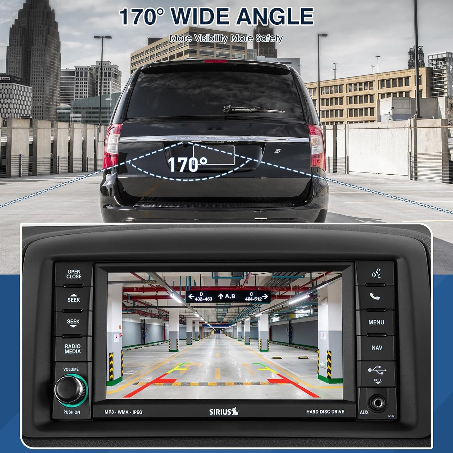 Rear View Backup Camera Fit for Chrysler Town & Country 2011-2016, fit for Dodge Grand Caravan 2011-2020, Reversing Parking Assist Camera OE Replacement 4672639AA,CH1960103