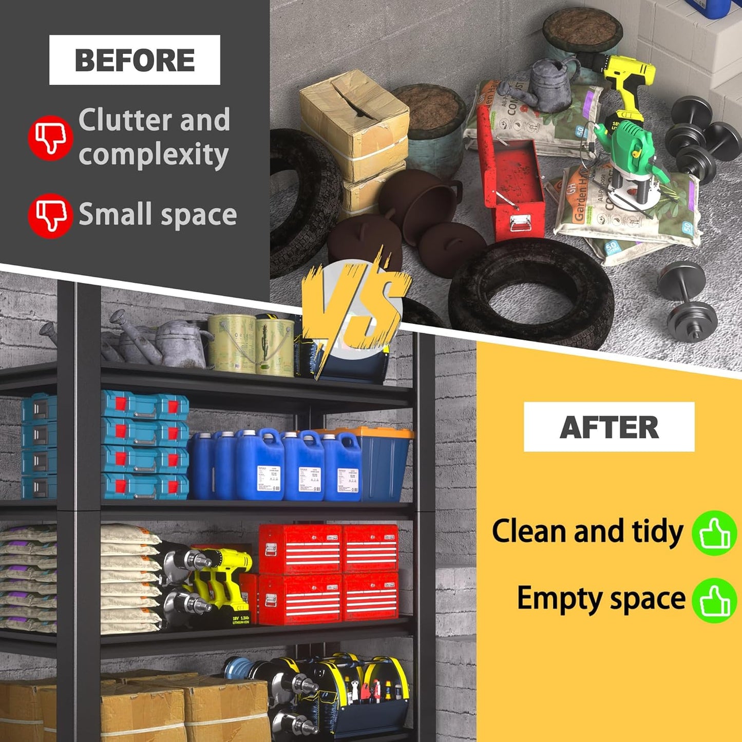 76" H x 60" W x 24" D 5-Tier Heavy Duty Garage Shelving Unit, 3000 LBS Capacity Metal Storage Rack,Adjustable Steel Shelves for Garage, Warehouse, Basement, Pantry, Workshop.3 Pack