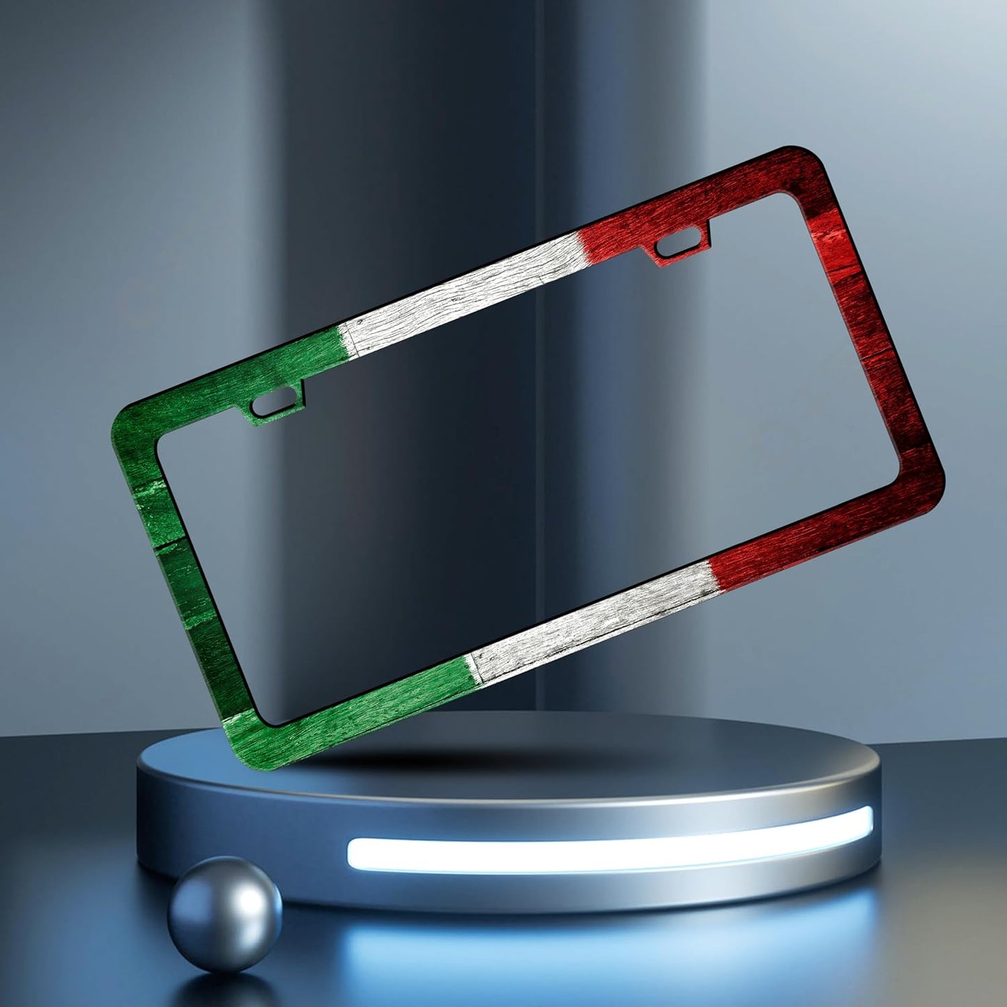 Italy Flag License Plate Frame Italian Flag License Plate Frames Personalise Stainless Steel Funny Design Compatible with Standard License Plate Holder for USA Canada 6 X 12 Inch with Screws