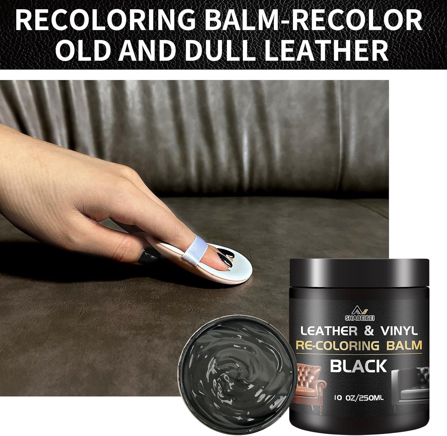 Leather Repair Kit Recoloring Balm Cleaner Conditioner Waterproof Beeswax Oil for Car Seat Furniture Couch Shoe Leather Vinyl(Medium Brown)