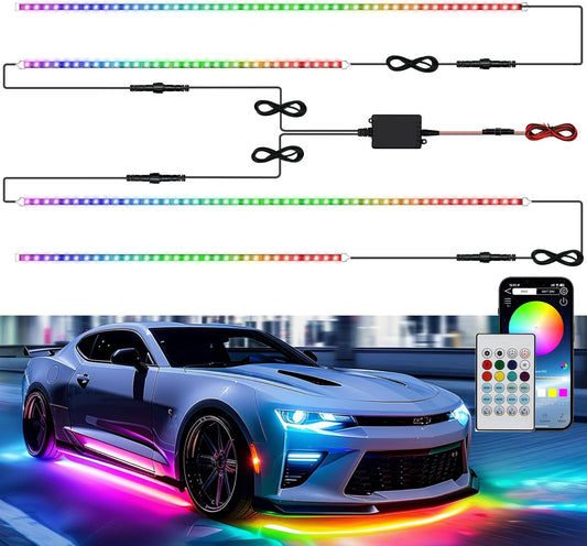 Underglow LED Lights for Cars 180 LEDs RGBI Neon Accent Strip Lights with App 16 Million Colors DIY & Music Mode Underbody Exterior Lights Kit for RV SUV Truck Boat 12V