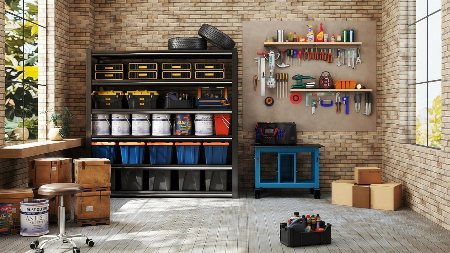 62" W x 24" D x 72" H Garage Shelving Heavy Duty Metal Shelving 3500LBS Storage Shelves Adjustable Metal Shelves for Storage Industrial Garage Shelves for Warehouse Basement (5T 72*62*24)