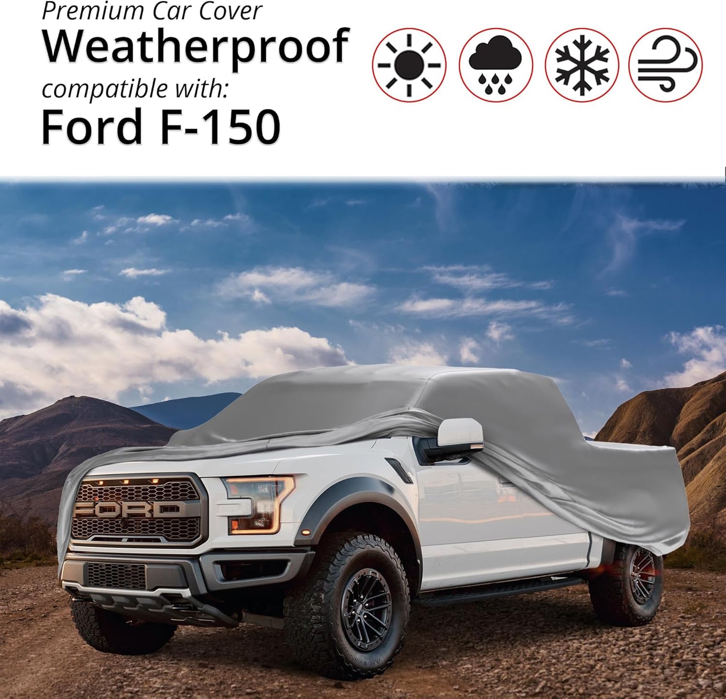 Car Covers Weatherproof Max Truck Cover & Warranty Compatible with Ford 2022-2024 F-150 Regular Cab, 6.5 with Truck Bed Shell– Outdoor Cover, Prevents Theft with Cable Lock