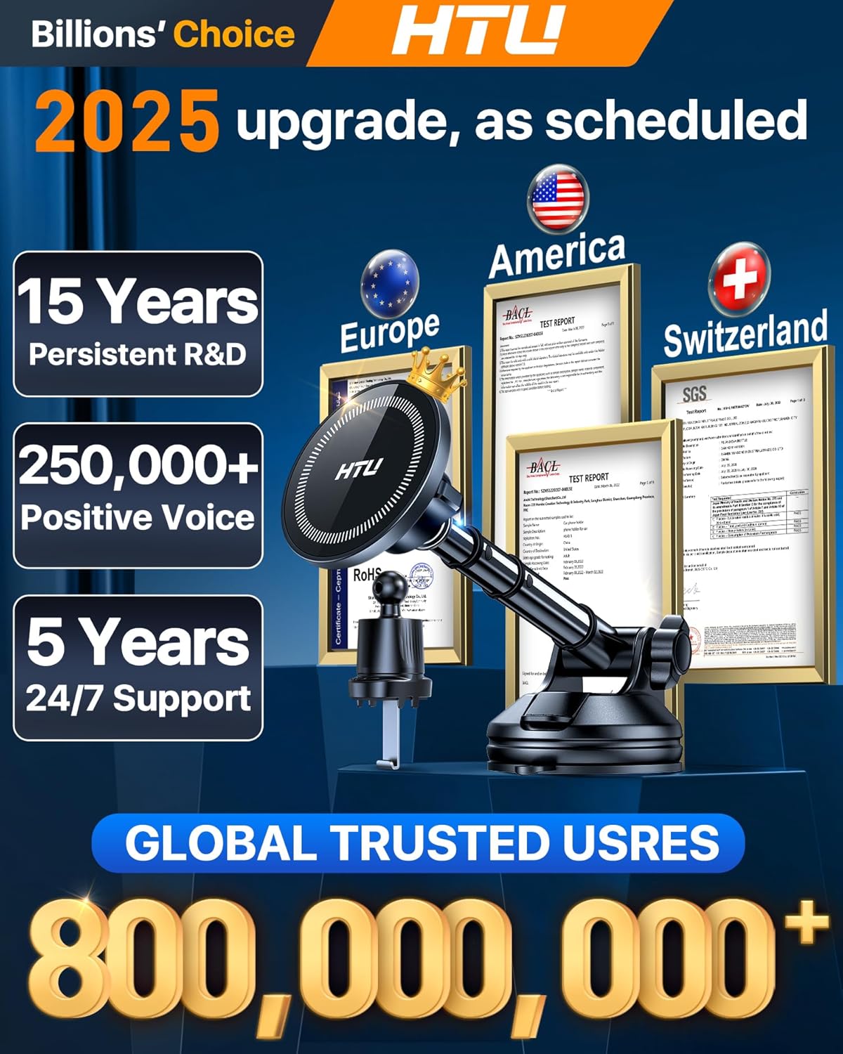 2025 Upgraded for Magsafe Car Mount [80LBS Strongest Suction & Military-Grade] Powerful Magnetic Cell Phone Holder for Car Dashboard Windshield for iPhone 16 15 14 Pro Max Mini (Black)