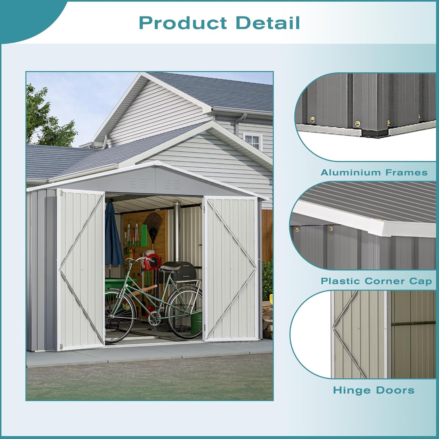 Large Outdoor Storage Shed, 10' X 12' Metal Galvanized Steel Garden Shed with 4 Vents, Utility Tool Shed Storage House for Backyard, Patio, Lawn