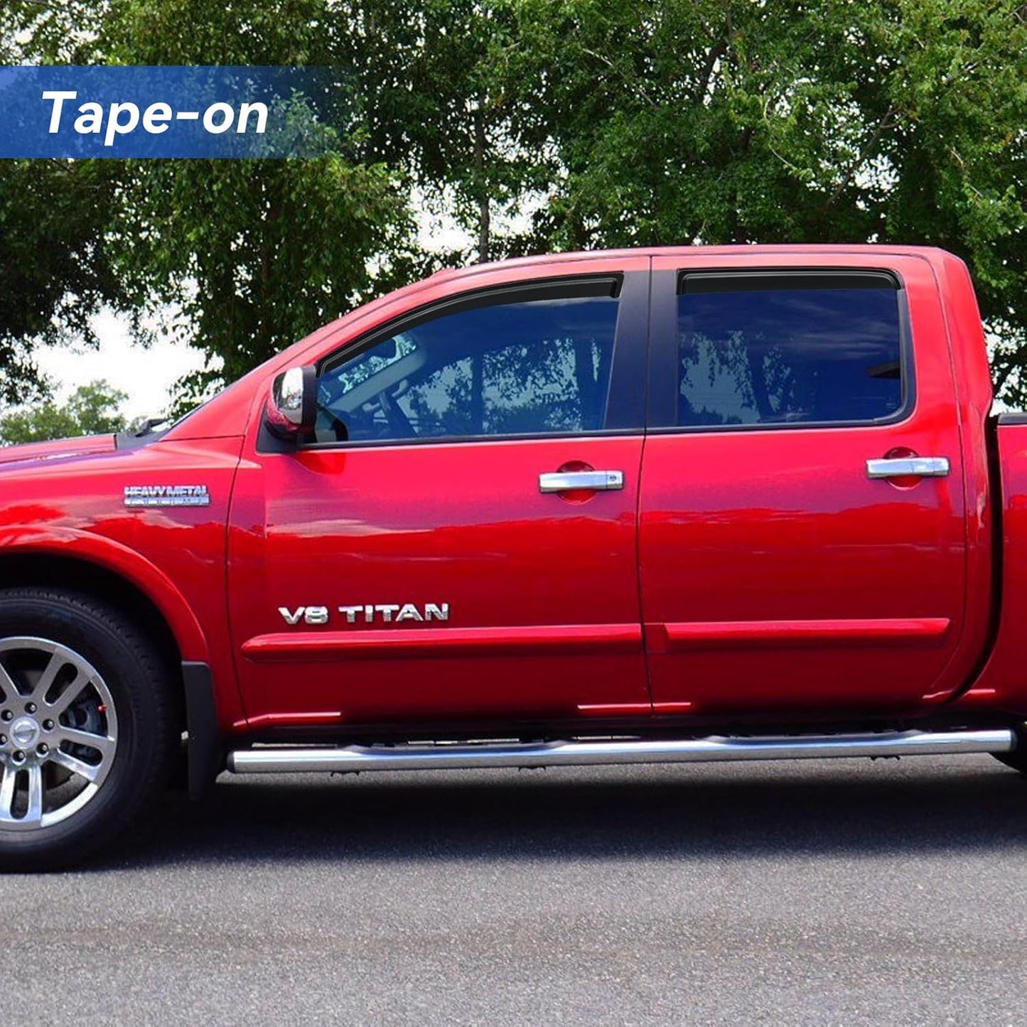 Window Visors Rain Guards Shield for 2004-2015 Nissan Titan Crew Cab, Out-Channel Window Vent Wind Deflectors Visors Shades for 04-15 Nissan Titan Crew