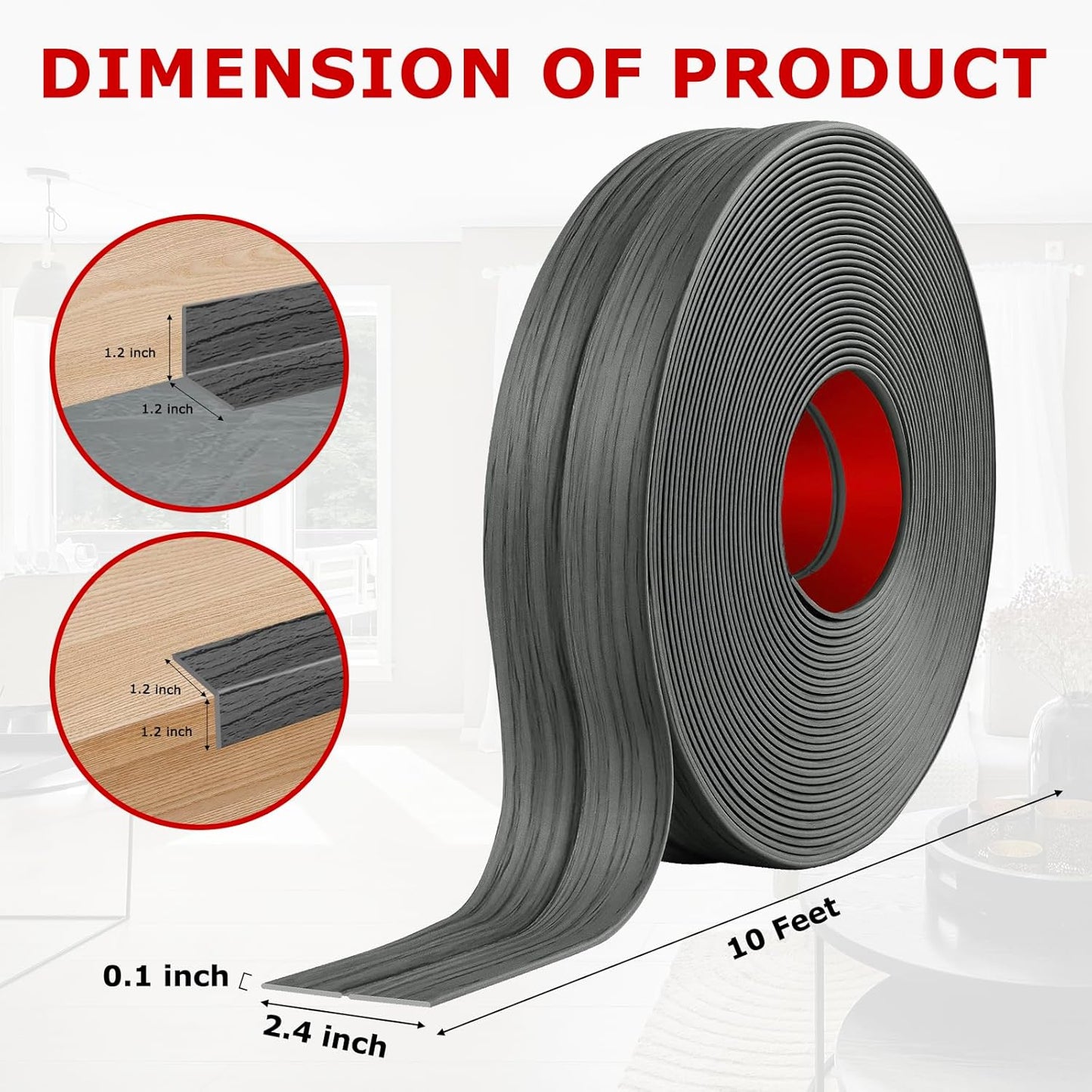 Flexible Wall Corner Protector Moulding Trim Peel and Stick Wall Corner Guards Edge Protector Self Adhesive Molding Trim Strip for Edge Ceiling (Deep Gray Wood Grain, 2.4 in x 10 Ft)