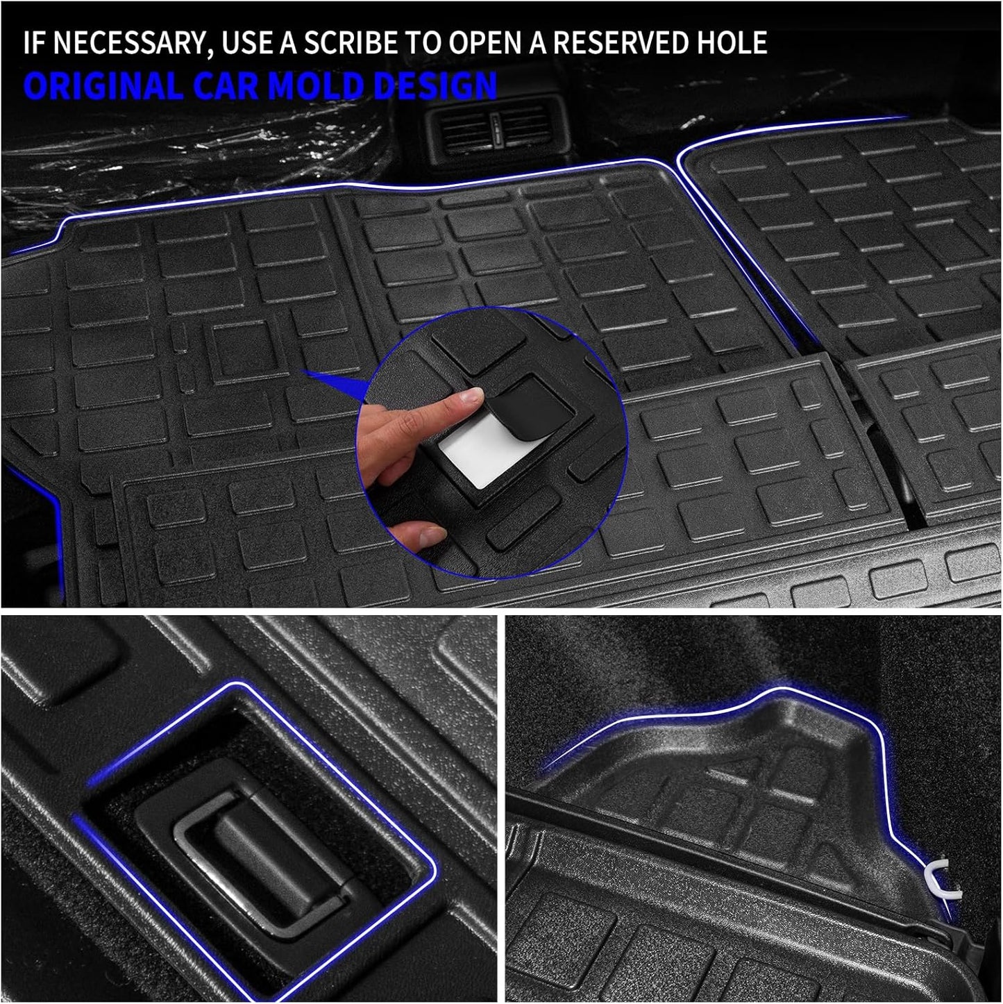 Rongtaod Floor Mats Compatible with 2023 2024 2025 2026 Honda CRV Trunk Liner Cargo Liner Cargo Mat Back Seat Cover Protector CR-V Accessories (Fit Lower Deck,Backrest Mats+Trunk Mat+Floor Mats)