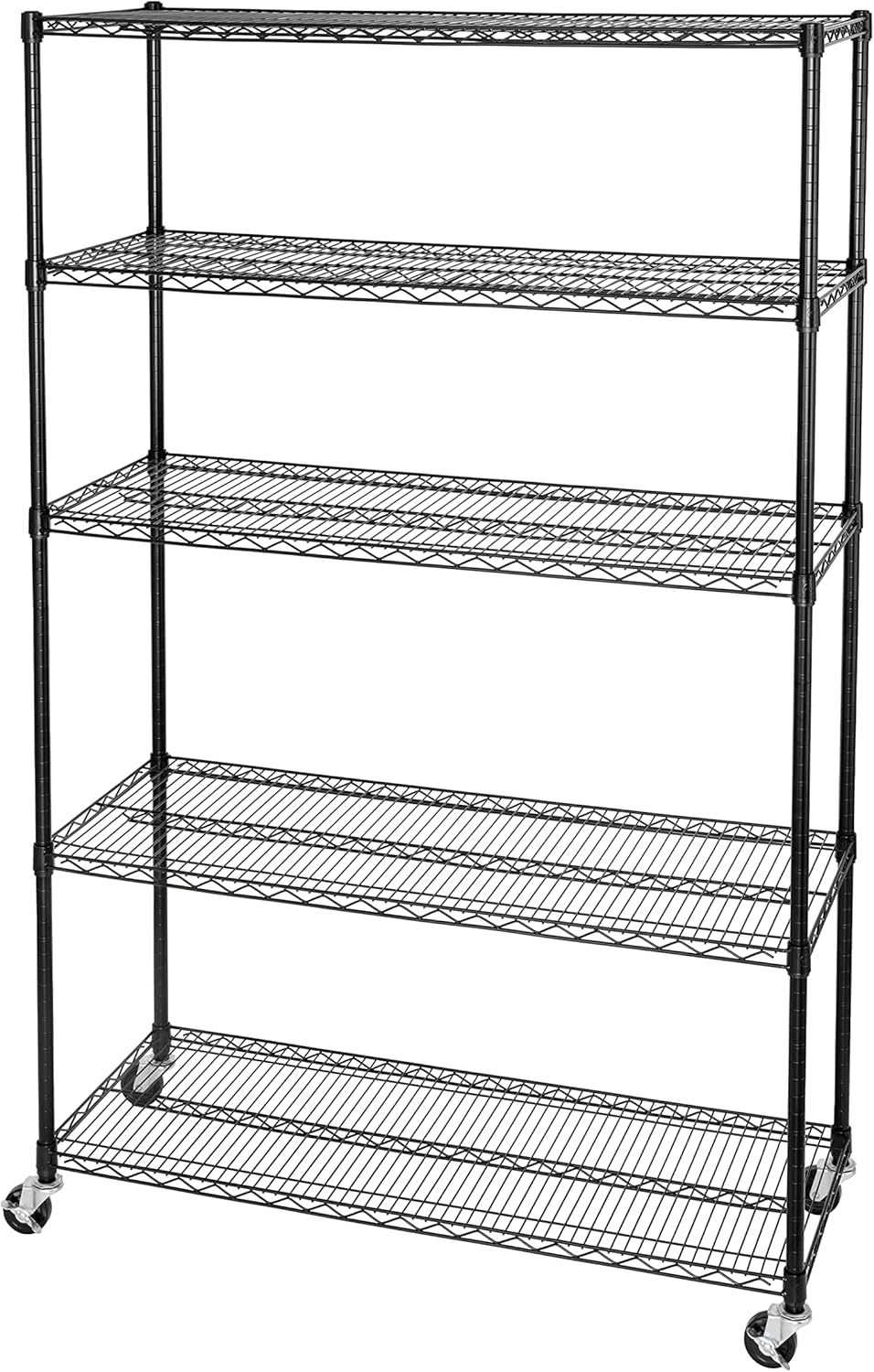 Seville Classics UltraDurable Heavy Duty NSF Solid Steel Wire Rack Storage Unit, Organizer for Garage, Warehouse, Office, Restaurant, Classroom, Kitchen, Black, 5-Tier Shelving, 48" W x 18" D