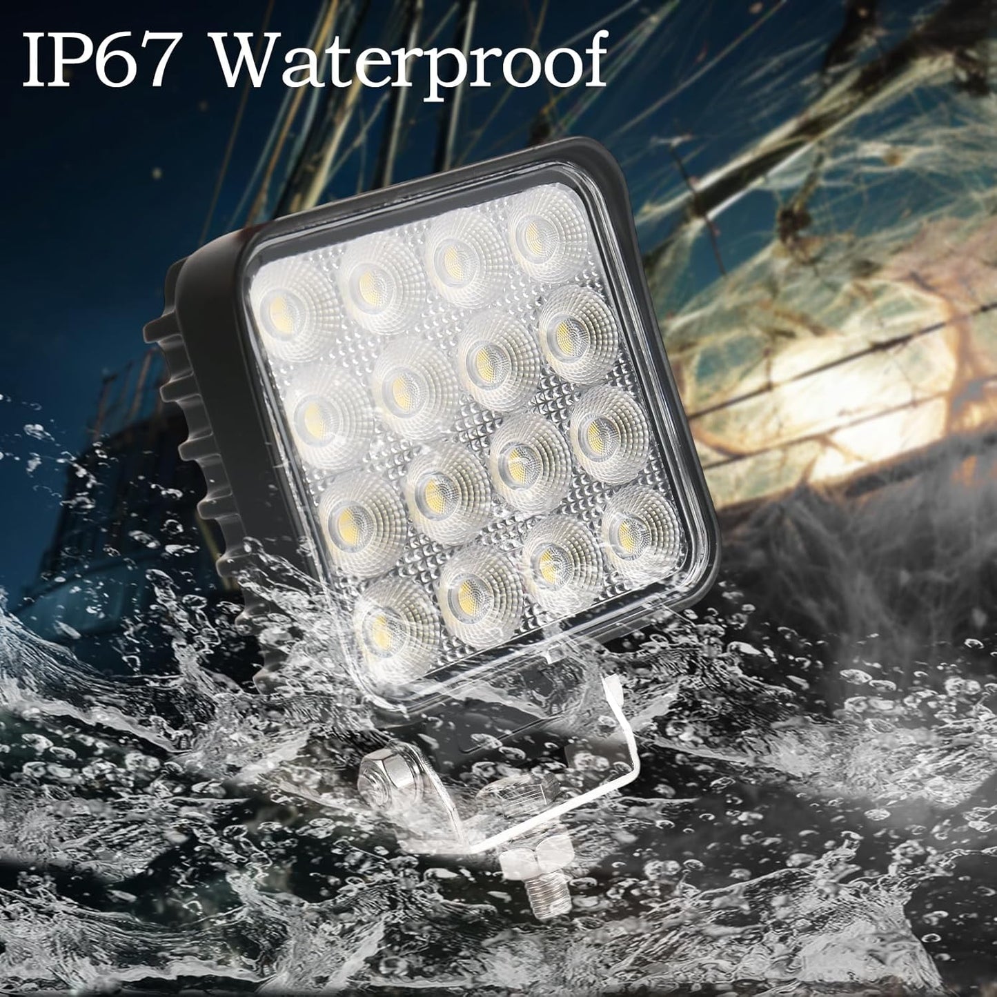 4.3" 12V LED Flood Lights 46W, 24 Volt Work Lights for Heavy Equipment Tractor Excavator Dump Truck 5300LM Waterproof, Vehicle Utility Flood UTV ATV, 2PCS